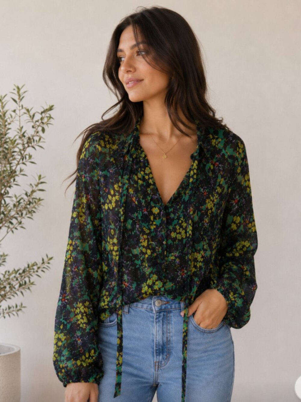 J. Crew semi sheer navy blue Floral-Print Lightweight button down
